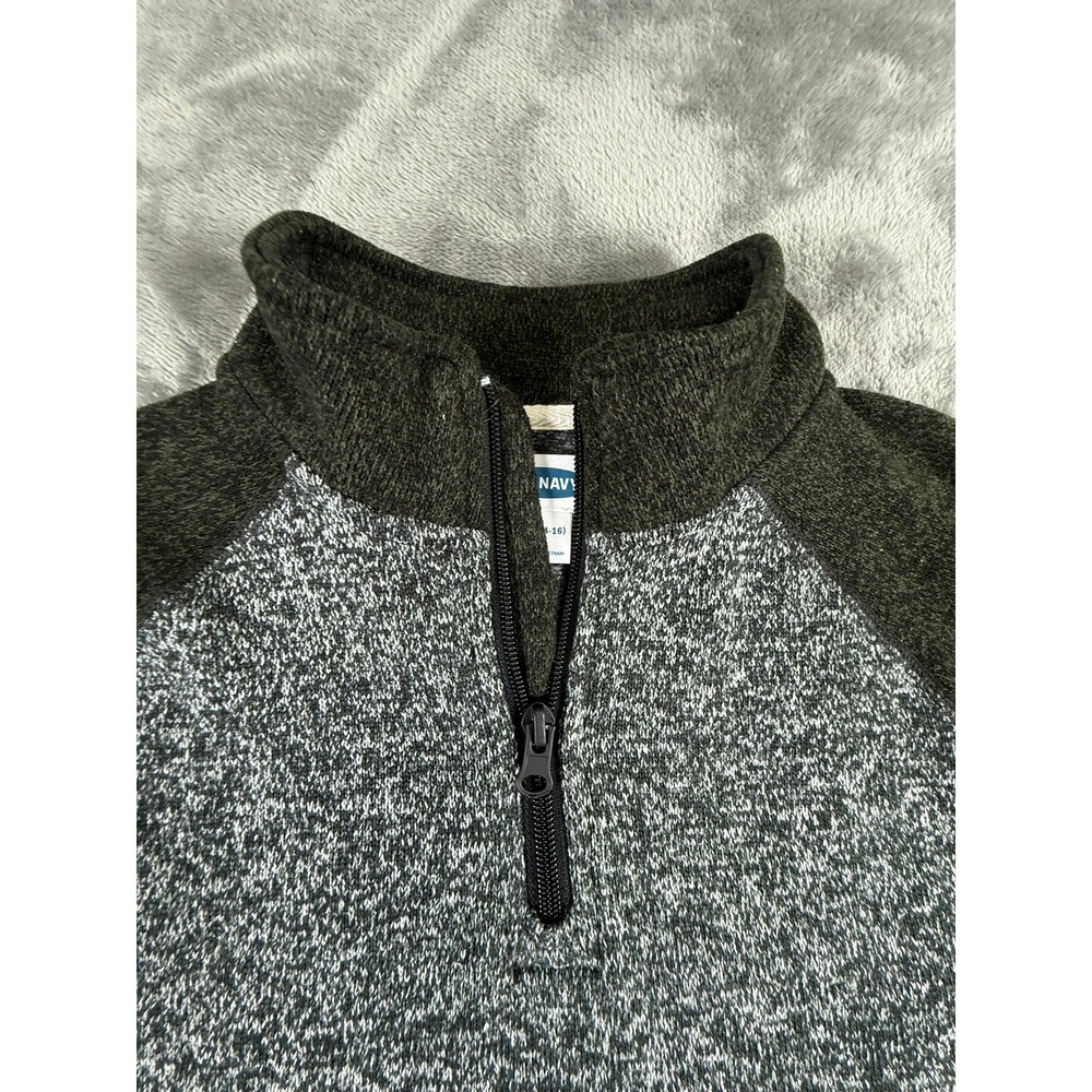 Old Navy Kids Boys XL 14 16 Gray Black Speckled Quarter Zip Pullover Sweater - Picture 3 of 7